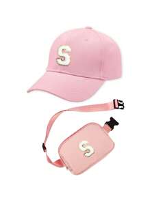 2pcs Set Personalized 26 Letter Kids Baseball Cap & Shoulder Bag, 1pc Fashion Letter Side Bag, Suitable For Girls & Boys Daily Outings