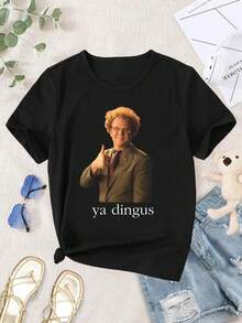 Ya Dingus! Dr. Steve Brule Ladies' T-Shirt - Funny Unique Novelty Tee - Black - View 1