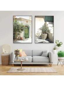 1pc Italy Coastal Landscape Olive Green Aesthetic Botanical Nature Photography Poster Canvas Painting Wall Art Pictures Home Decor No Frame - Multicolor - View 4