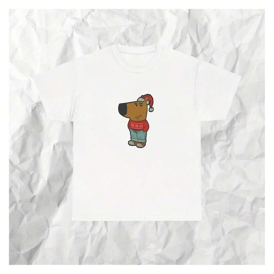 Chill Guy Tee - Funny Cistmas Meme Shirt - Uni Heavy Cotton Tee, Chill Guy Shirt, Lowkey Dgaf Gift, Xmas Shirt, Funny Tee - trắng - Xem 1