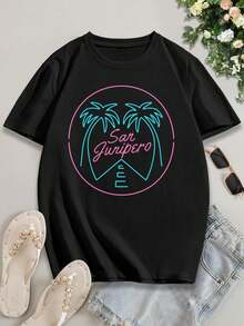 San Junipero Ladies' Love T-Shirt Romantic Retro Black Mirror Inspired Tee - 黑色 - 查看 2