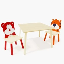 Table And 2 Chairs Set 3 Pieces Toddler Table And Chair Set Wooden Activity Play Table Set BearandTiger