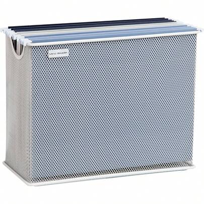 Mind Reader Vertical File Storage, Desktop Organizer, Hanging Files, Office, Metal Mesh, 12.25 L X 5.5 X 10 H, White2025