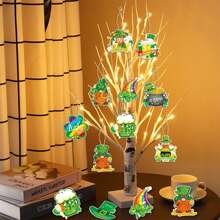 12Pcs Irish Ornaments Shamrock Gnome Beers Top Hat Hanging Decorations For Home Holiday Party Favors