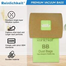 20 Pack Type BB Compact Canister Bags Replacement For Oreck XL Buster B Canister Vacuum Bags PKBB12DW BB180 BB280 BB850 BB870 BB900 BB1000 MV160 With 2 Motor Filter - Green - View 4