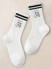 1 Pair Of Men's/Women's/Couple Mid Length Socks, Personalized, Fun, Colorful, Creative Cartoon Design, Holiday Gift, Comfortable And Breathable, Enhancing Family Atmosphere, Fashionable And Novel, Anime, Crazy, Multi-Color, Fun Neutral Socks