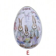 1 pieza Caja de almacenamiento de regalo de Pascua, Caja de hierro con conejo de colores para huevos, chocolates y caramelos de fiesta de Pascua, Caja de decoración de regalo pequeño, 6,6 x 5,1 cm, Suministros de fiesta de Pascua - Multicolor - Ver 7