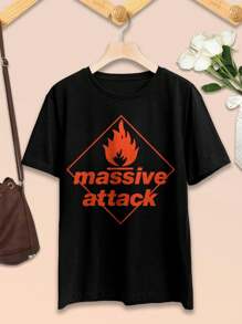 Women's Massive Attack T-Shirt Graphic Tees Vintage Style Band Merch - màu đen - Xem 2