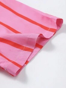 Camisa de manga corta de rayas rosa casual para hombre, ropa de verano ligera para vacaciones