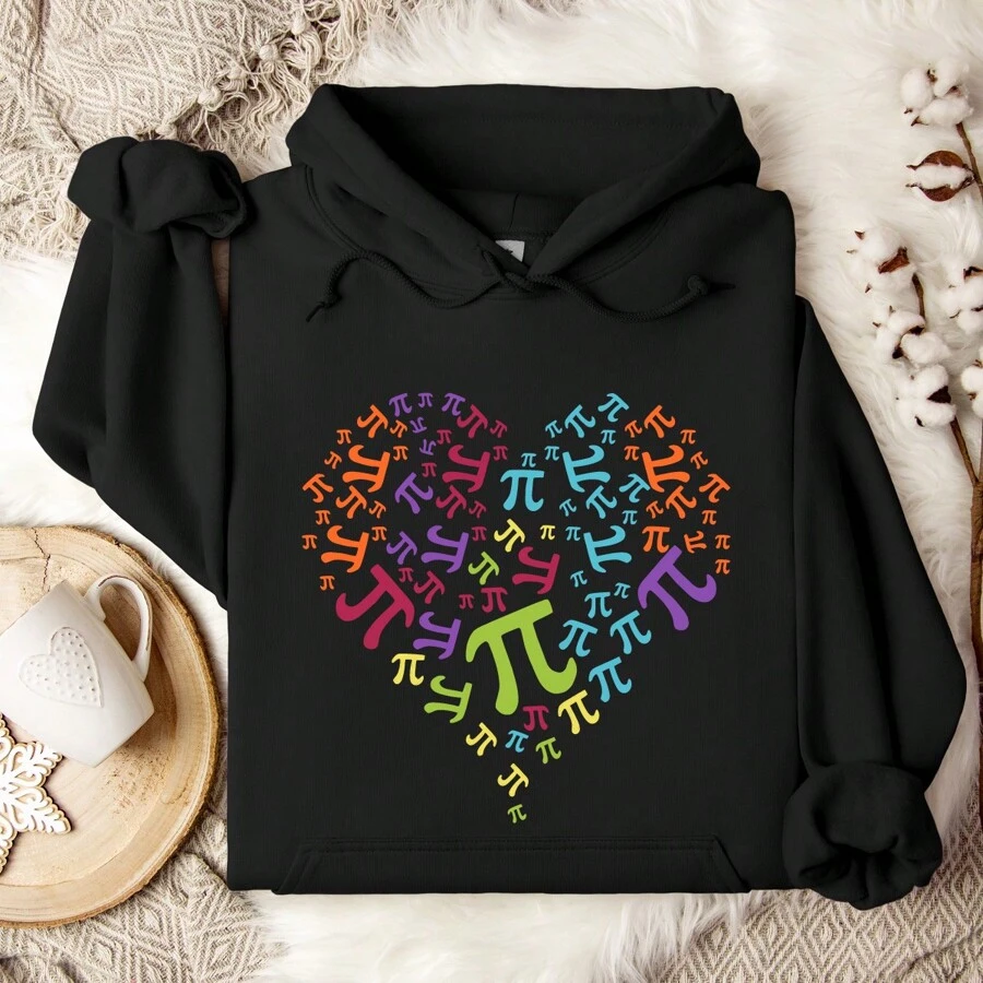 Pi Day Heart Love Hoodie, Pi Symbol Hoodie, 3.14 Hoodie, Math Teacher Hoodie, Math Lover Hoodie, Mathematic Long Sleeve Hoodie. UA-1110 - 黑色 - 查看 1