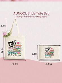 Love Book Pattern Printing Cosmetic Bag/Shoulder Bag - Combo Bag, Travel Makeup Gift Bag, But It Can Buy Books Print Shopping Bag, Shoulder Bag,Cloth Bag, Shopping Handbag, Shoulder Bag, Large Capacity Tote Bag, Minimalist Handbag