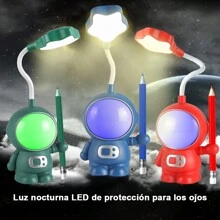 Multifunction LED Desk Lamp For Kids, Astronaut USB Night Light, With Pencil Sharpener, 2 Lighting Modes, Suitable For Study And Work - Blue - View 9