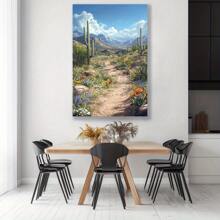 1pc Serene Desert Pathway Framed Canvas Art - High-Definition, Pine Wood Frame, Vertical Orientation For Living Room, Bedroom, Office, Kitchen Decor