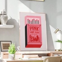 1pc, Canvas Hanging, Framed Decorative Painting, Vintage Chic Pink Pony Club Canvas Art - Amazing Cowgirl Themed Wall Decor With Music Lyrics, Red And Pink Matchbox Design, Perfect For Living Room, Bedroom, Home Office Decor, Wall Art, Vintage Poster Gifts Birthday Graduation