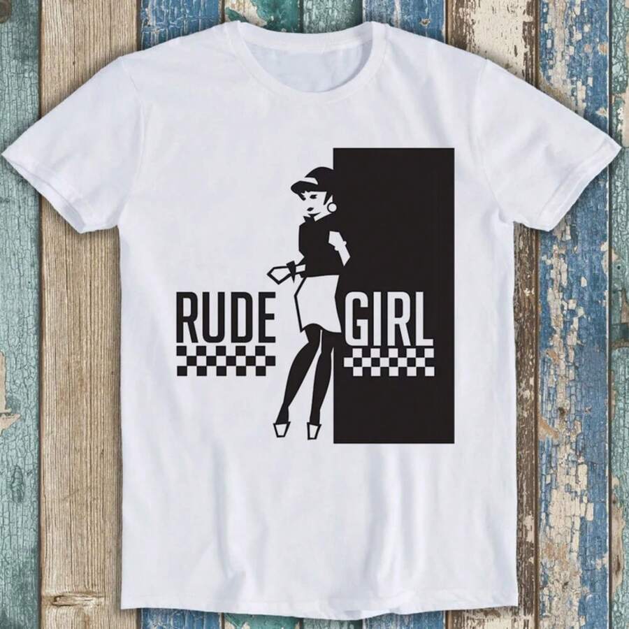 Rudegirl 100% Gift SKA Skinhead Reggae Retro Funny Meme Gift Tee T Shirt P1251 - White - View 1