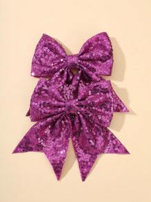 2/10个亮片丝带蝴蝶结发夹，闪亮啦啦队发夹，适合派对 - 彩色 - 查看 19