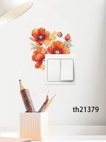2 件简约素描花卉图案灯开关贴纸，牡丹玫瑰叶灯开关贴花插座装饰，自粘开关装饰贴花用于家居装饰，贴纸，墙贴花，乙烯基贴花，春季装饰品让您的家焕然一新，节日装饰贴纸礼物生日毕业 - 彩色 - 查看 16