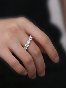 KAHOOT 925 Sterling Silver Full Moissanite Ring Gorgeous Romantic Jewelry Gift Suitable For Valentine's Day Wedding Engagement Banquet Party