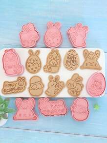 Bộ 8 khuôn cắt bánh quy hoạt hình hình chú thỏ dùng làm bánh cho lễ Phục sinh - Nhiều màu - Xem 6