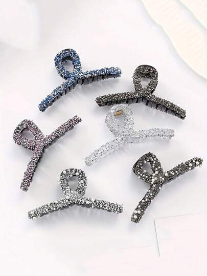1pc/2pcs/3pcs New Elegant Acrylic Rhinestone Hair Claw, Versatile Streetwear Accessories For Women, Spring & Summer