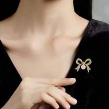 1pc Delicate Pearl Brooch With Bow, Corsage Accessory Pin For Suit Coat, Suitable For Daily Wear, Ideal Wedding Gift