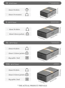 1PC 床底大容量灰色可见收纳袋 可折叠玩具收纳袋 搬家打包袋 橱柜季节性床上用品收纳袋 床底杂物收纳袋 居家收纳箱 浴室脏衣服收纳篮 可见居家分类衣物袋 - 深灰色 - 查看 11