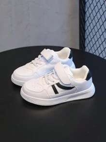 1 Pair New Kids' Shoes, Children's Black Shoes, White Casual Sneakers, Comfortable Girls' Small White Shoes, Sports Shoes, Boys' School Shoes, Party Shoes, Boys' White Sneakers, Leisure Shoes