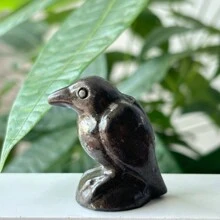1pc 4cm Natural Crystal Raven Figurine, Crystal Carved Ornament, Raven Home Decor