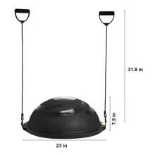 Half Fitness Ball Trainer, 23" And 26" Balance Ball Trainer, 660lb And 1500lb Capacity Stability Ball, Yoga Ball With Resistance Band And Pump, Power Fitness Ball For Home Gym, Full Body Workout, Black And Blue And Pink And Gray And Purple, Top With Non-Slip Texture, Includes Wood Grain, Wave And Crescent Patterns - 26" 1500 lb capacity Black Crescent Pattern - 查看 9