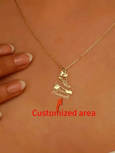 Ein Stück personalisierter Eislaufname Halskette, individualisierter Eiskunstlauf Anhänger, Edelstahl Schlittschuh Anhänger Schmuck, Sportlicher einfacher Stil für Frauen, für den täglichen Gebrauch und Sportveranstaltungen, Accessoires für alle Jahreszeiten