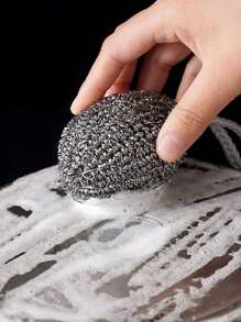1pc Stainless Steel Scourers - Rust-Resistant Scrubbers For Effortless Cleaning Of Dishes, Pans, And Ovens