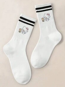 1 Pair Of Men's/Women's/Couple Mid Length Socks, Personalized, Fun, Colorful, Creative Cartoon Design, Holiday Gift, Comfortable And Breathable, Enhancing Family Atmosphere, Fashionable And Novel, Anime, Crazy, Multi-Color, Fun Neutral Socks