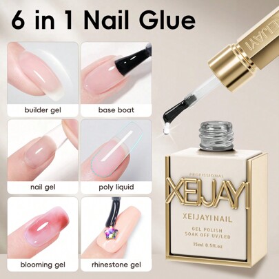 XEIJAYI XEIJAYI 6 In 1 Nail Gel Gel Base Coat Gel Extension Gel For Acrylic Nails False Nail Tips Gel Nail Polish, Gel Base Coat Strengthen Nails, Top Coat Watercolor Gel For Nail Art DIY