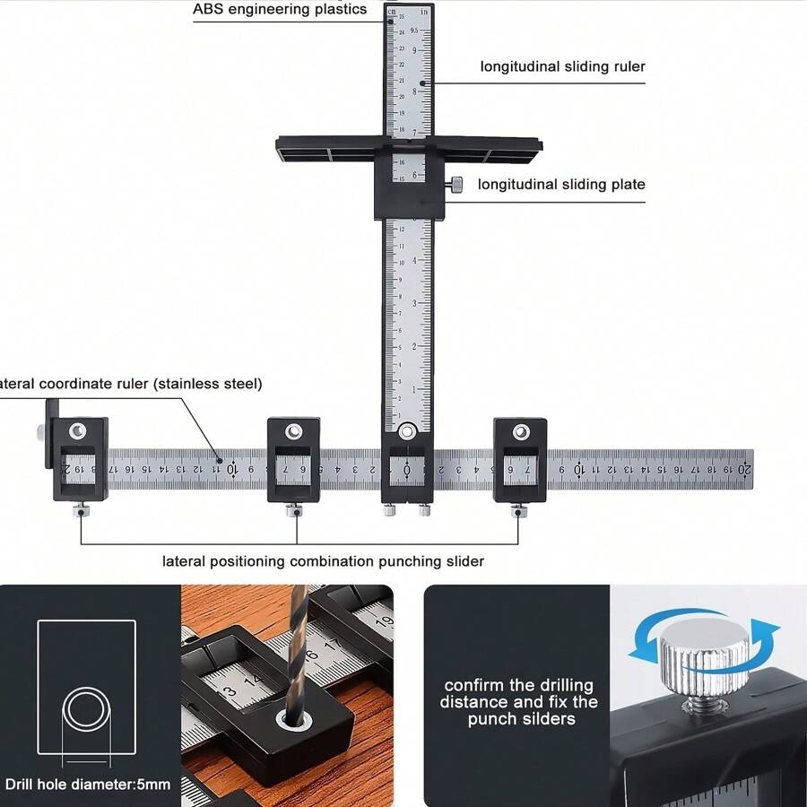 Black cabinet hardware tool woodworking drilling locator for