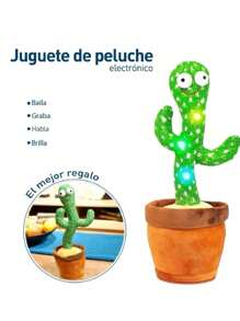 Juguetes de Cactus bailarín, Cactus Parlanchín Bailarín Cantarín Grabar Imitar Repetir Lo Que Dices Juguete con 120 Canciones en Inglés Iluminación Electrónica Cactus de Peluche Regalos,Divertidos y creativos Cactus eléctricos de Peluche (Carga USB)