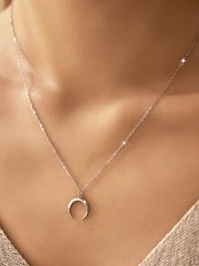 1 件 S925 镀 14k 亮面月亮项链，纯银制成，低敏感度，简约女士珠宝，适合日常搭配