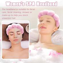 Headband For Washing Face Wristband Set Sponge Makeup Skincare Headband Terry Cloth Bubble Soft Get Ready Hairband Women Girl Puffy Padded Headwear Non Slip Thick Hair Accessory,Skincare Headband,Beauty,Skin Care Products,Spa,Self Care,Skin Care Tools,Face Care,Esthetician Supplies,Skin,Face Wash,Facial - Pink - View 2