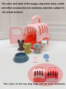 8pcs/Set Kids Play House Pet Toys, Random Color Dog Accessories Mini Toy Dog Cage Play Set, Party Gifts For Thanksgiving, Easter, Christmas,Small Toys For Kids,Sensory Bin,Doctor Toys