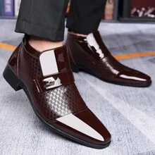 Men's New Business Dress, British Style Casual Men's Shoes, Retro High-End Feeling, Wedding Groom's Shoes - 棕色 - 查看 4