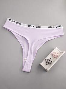 4 pezzi Perizoma donna a vita alta, elasticizzato e comodo, con stampa di lettera