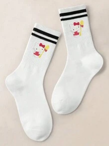 1 Pair Of Men's/Women's/Couple Mid Length Socks, Personalized, Fun, Colorful, Creative Cartoon Design, Holiday Gift, Comfortable And Breathable, Enhancing Family Atmosphere, Fashionable And Novel, Anime, Crazy, Multi-Color, Fun Neutral Socks