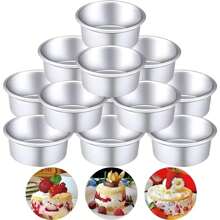 10 piezas/5 piezas/1 pieza Molde de pastel de esponja de aluminio mini, molde de pastel vasco antiadherente, herramienta de horneado para uso doméstico - Multicolor - Ver 5