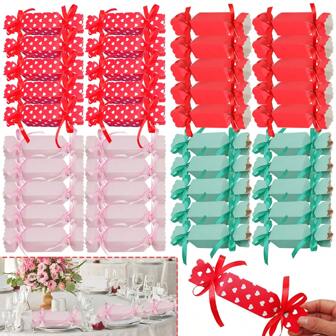10 Pcs Mini Gift Boxes With Ribbon Small Red Pink Green Paper Treat Boxes Heart Pattern Small Gift Wrap Box For Wedding Birthday Shower Anniversary Party Favors