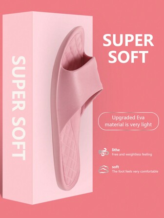 Women's New Spring/Summer Home Slippers, Solid Color Bathroom Non-Slip Silent Slippers, Simple Solid Color Comfortable Wear-Resistant Checkered Insoles, Slip-On Lightweight Bathroom Non-Slip Shower Solid Color Household EVA Material Women's Slippers