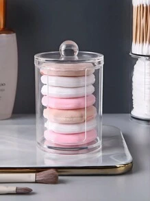 1 pieza Caja de almacenamiento de acrílico transparente para hisopos de baño, soporte para almohadillas de maquillaje y barras de labios con tapa, organizador transparente a prueba de polvo para el escritorio para joyas, hisopos de limpieza, palillos, apropiado para el baño, el dormitorio y el tocador de maquillaje