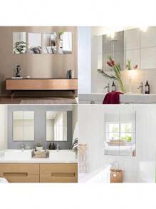 5pcs Shatterproof Mirror Wall Stickers, Large Full-Body Wall Mirror Suitable For Doors, Bedrooms, Home Gyms, Bathrooms, Vanities (Comes With Double-Sided Tape) Back To School
