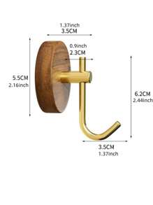 1 件粘性木质墙钩、衣帽钩、乡村木质壁挂式衣架、悬挂式浴室毛巾架、帽子和包包装饰挂钩、重型入口壁挂式衣帽架、毛巾架 - 原木色 - 查看 5