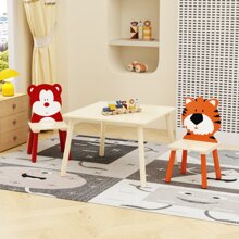 Table And 2 Chairs Set 3 Pieces Toddler Table And Chair Set Wooden Activity Play Table Set BearandTiger