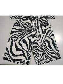 1 Set Men's Casual Allover Print Face & Full Body Design Shirt And 5-Minute Shorts Outfit, Summer - Black - View 7