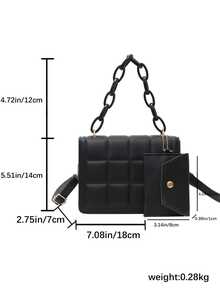 A Stylish Solid Color Retro Clamshell Handbag Set, Suitable For Women's Daily Use Of Dating And Gift Bags Chequered Acrylic Chain Shoulder Bag With Small Coin Purse Design - Multicolor - View 11